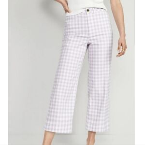 Old Navy High-Waisted Cropped Wide Leg Gingham Pants